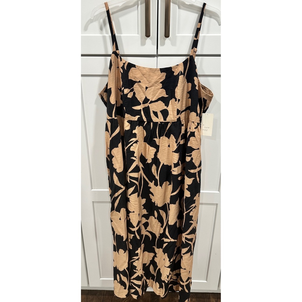 a new day Black and Tan Floral Midi Dress
